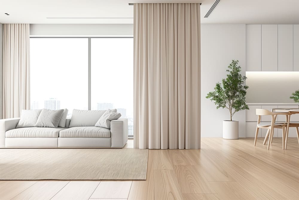 beige acoustic curtain