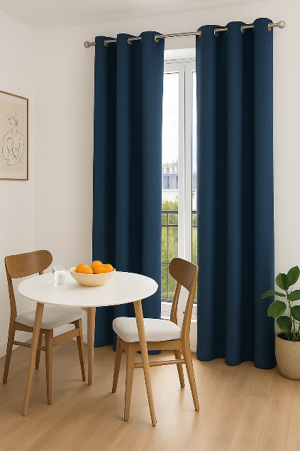 a soundproof curtain in front of a window