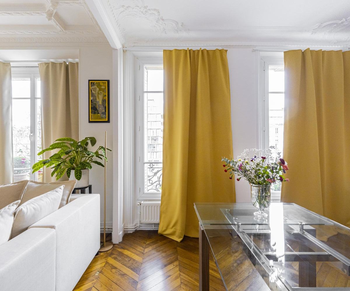 thermal insulation curtain in winter living room